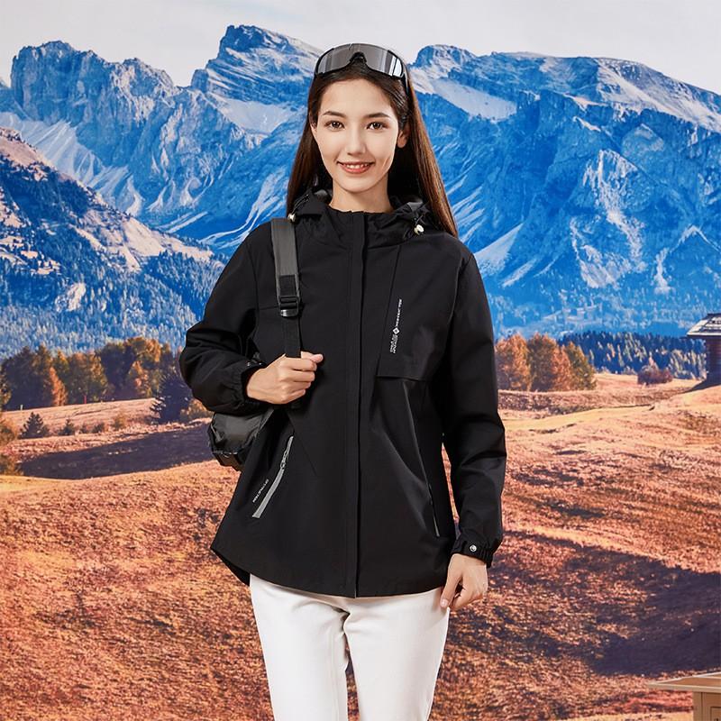 Womens Mid-Length Slim Fit Sports Jacket Outdoor Hiking Group Uniform Solid Color