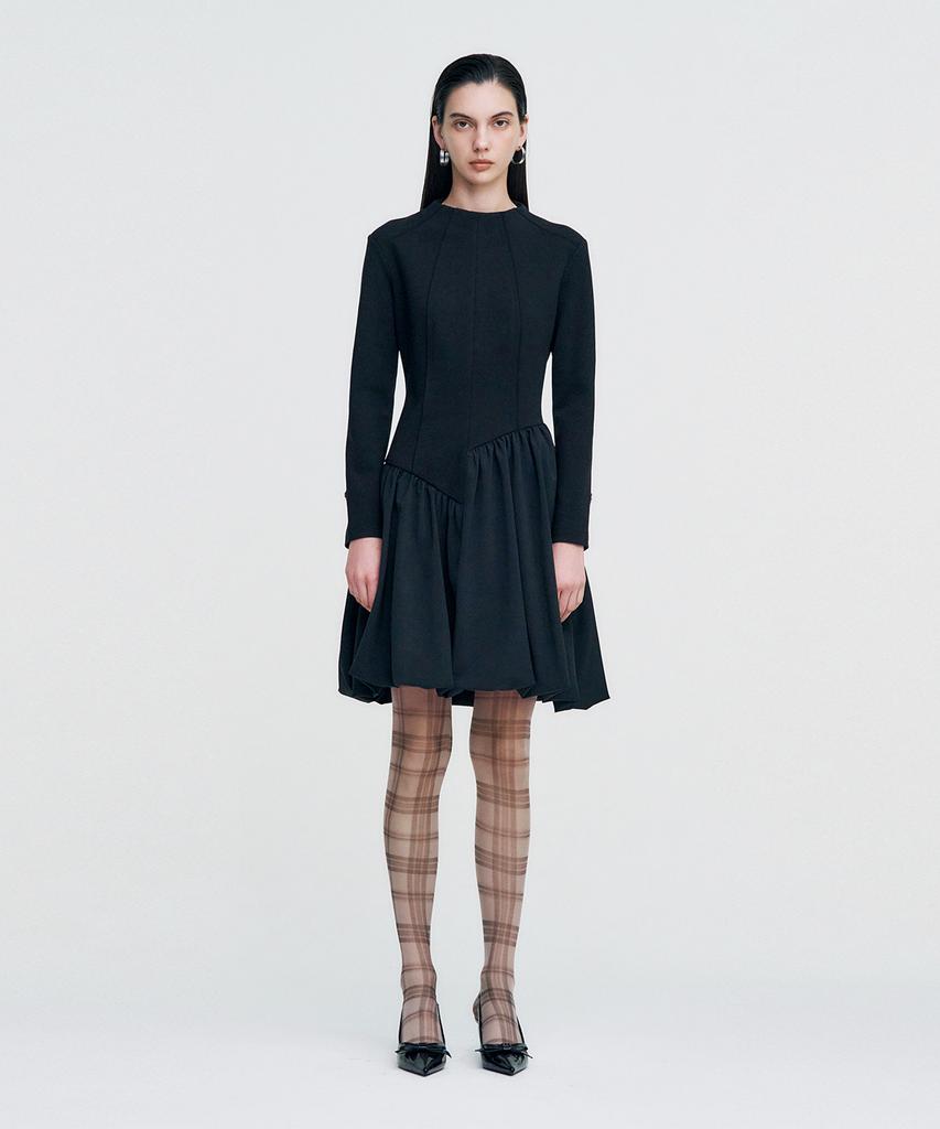 Kimjisu Raw Edge Balloon Dress _ Black