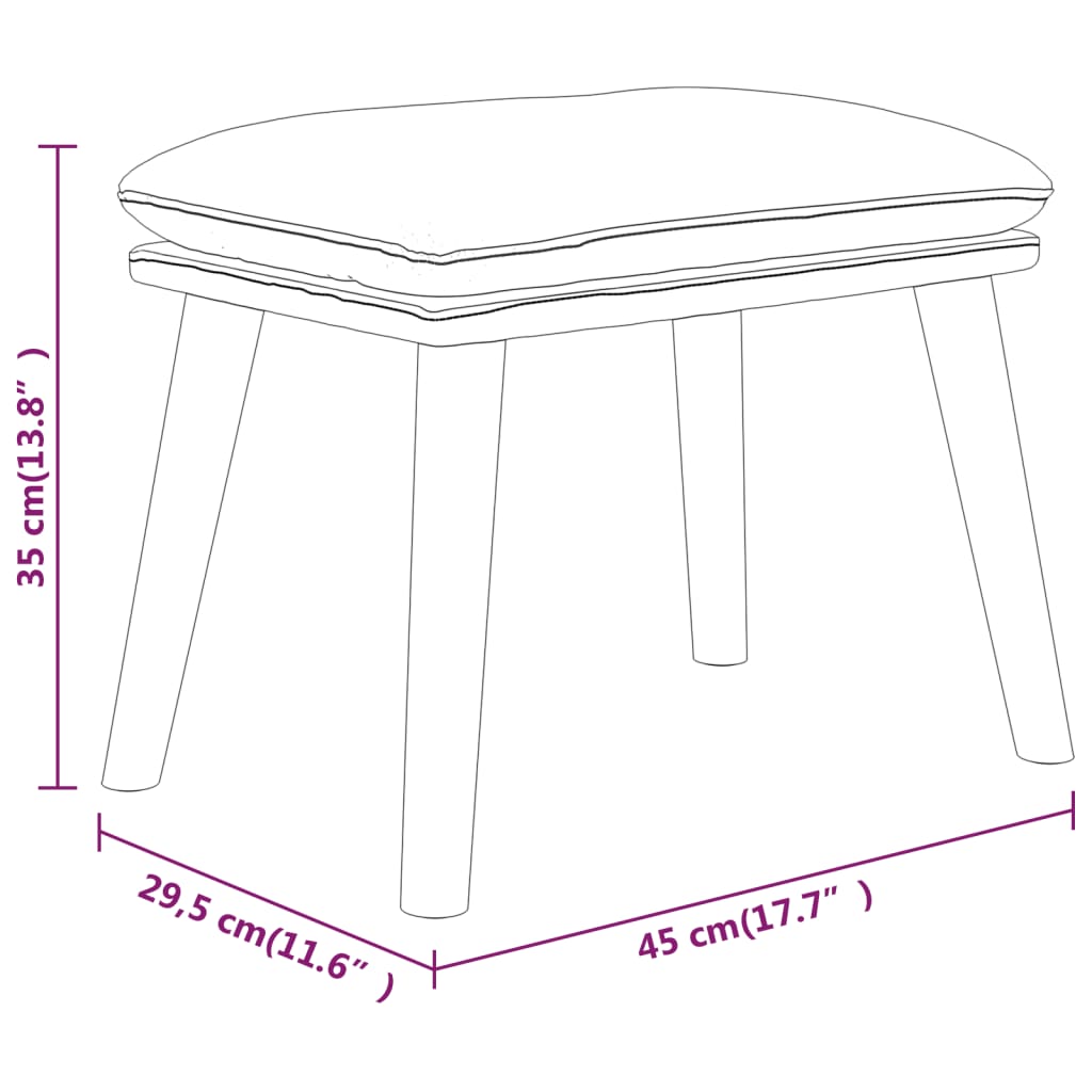 Footstool Light Grey 45 X 29.5 X 35 Cm Fabric