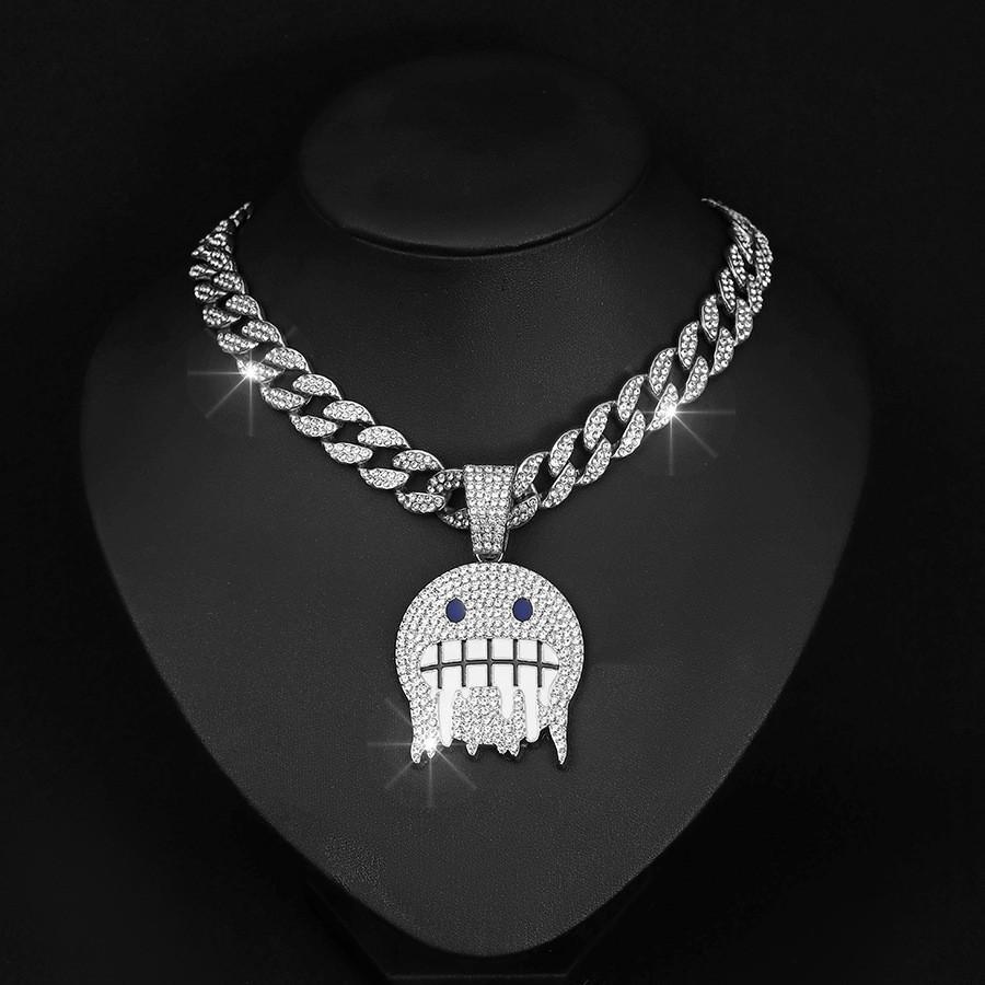 Alloy Supply Hip Hop Cuban Chain Full Diamond Coldfaceemoji Emoji Pendant Jewelry