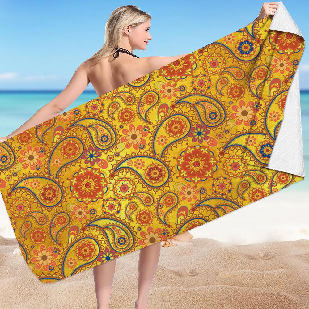 

Bohemian Beach Collection digital-printed polyester Superfine fiber double-sided fleece Beach vacation bath towel, beach towel W30*H60(CM)