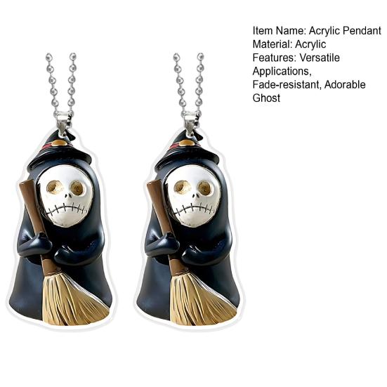2 Buc. Pandantiv Fantomă Horror Acril 2D Charm pentru Geantă Fantomă Fantomă cu Mătură Decor de Halloween pentru Breloc Mașină