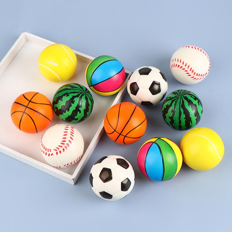 2Pcs Squeeze Toy Ball Football Pu Soft Foam Sponge Stress Relief Baseball Toys For Kids Children Wrist Training Balls