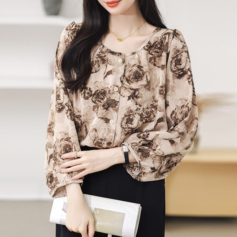 

Large Size Loose Vintage Fashion Chiffon Shirt Leisure for Women Shirt XL