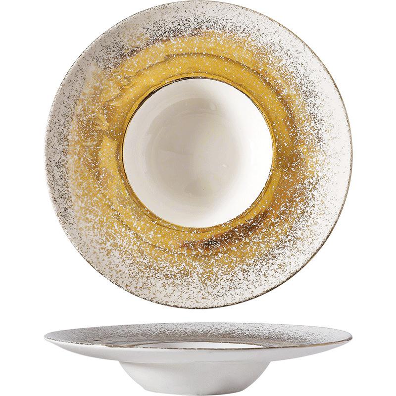 Ceramic Hat Plate Luxury Hotel Tableware Creative Western Dinner Plate Gradient Spray Pasta Dish