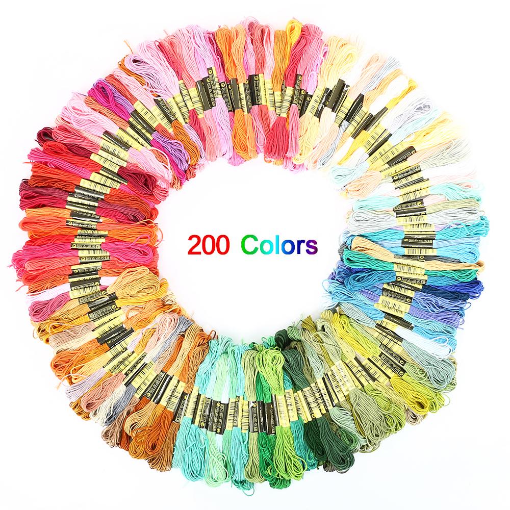 100/200/447 Stück Mischfarben Stickgarn Baumwolle Nähknäuel Handwerk Kreuzstich Stickgarn Set Linie DIY Werkzeuge Armbänder herstellen