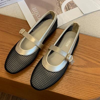 Fashion Women's Flat Shoes Autumn New Round Head Shallow Mouth Line with Mesh Breathable Single Shoes