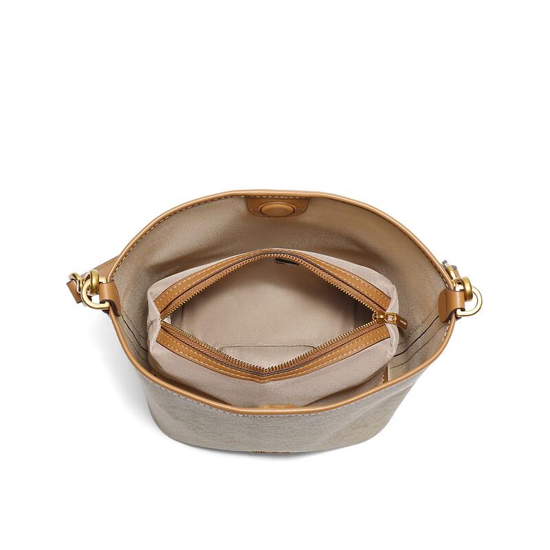 Belle Retro Monogram Shoulder Crossbody Bucket Bag