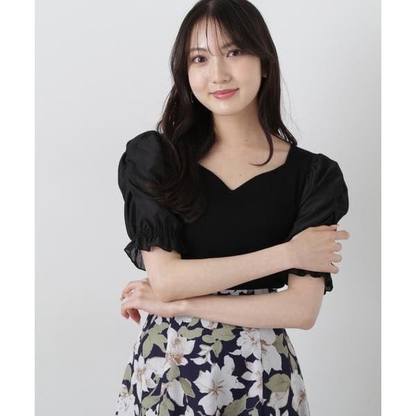 Proportion Body Dressing Sheer Gathered Sleeve Knit White Women's Sweater,