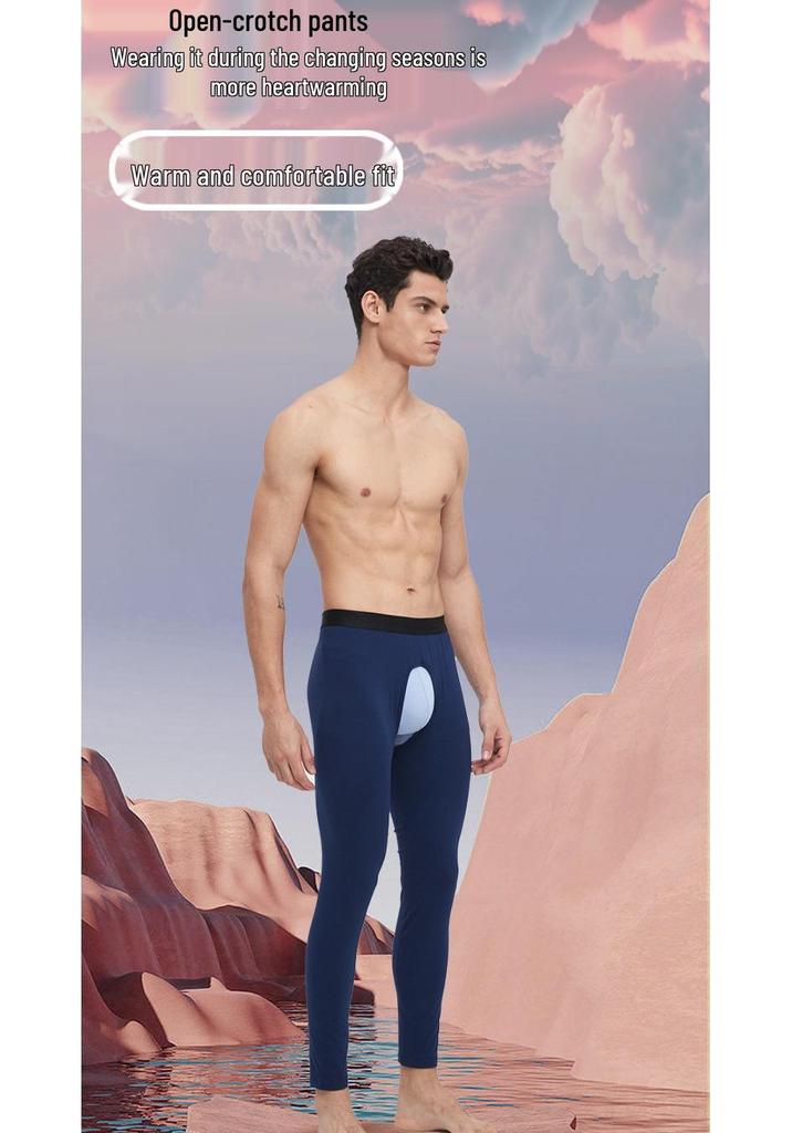 Leggings Thermiques Homme en Coton à Entrejambe Ouvert - Fins, Coupe Moulante pour Personnes d'Âge Moyen et Âgées, Automne/Hiver