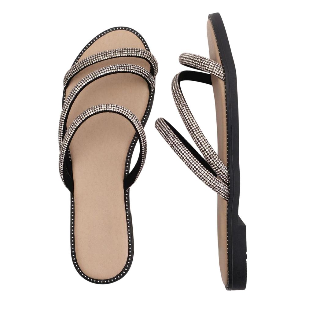 Where's That From Womens/Ladies Sparkling Strappy Flat Sandals