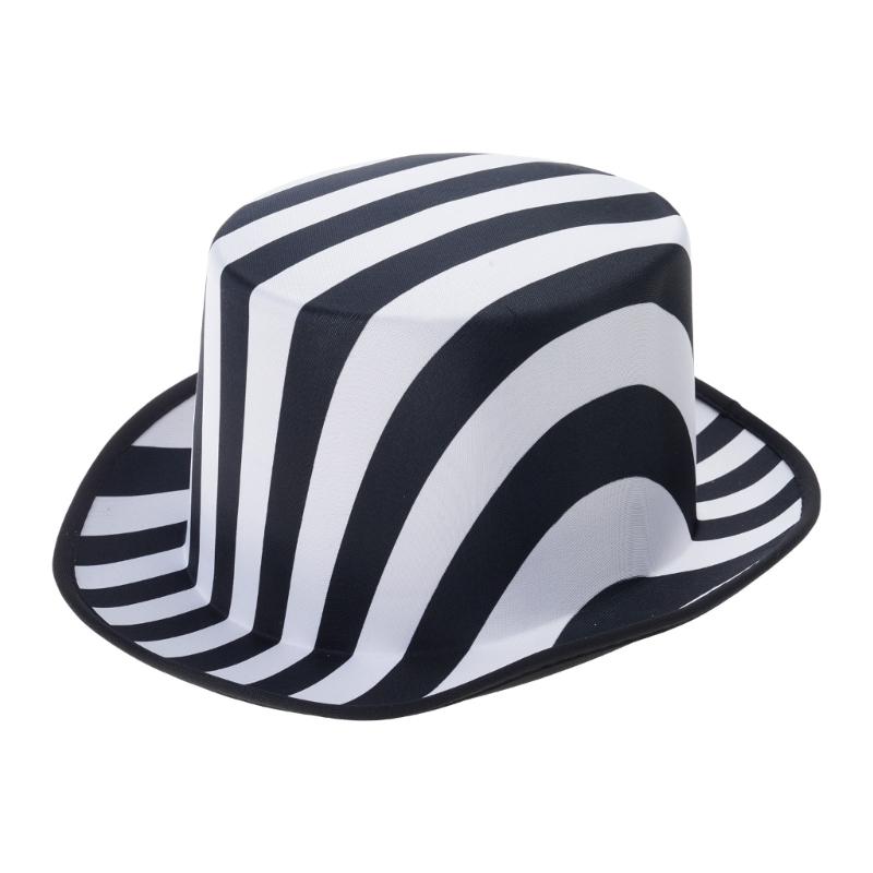 

Вінтажний чорно-білий картатий циліндр фокусника Класичний сценічний костюмний аксесуар 1