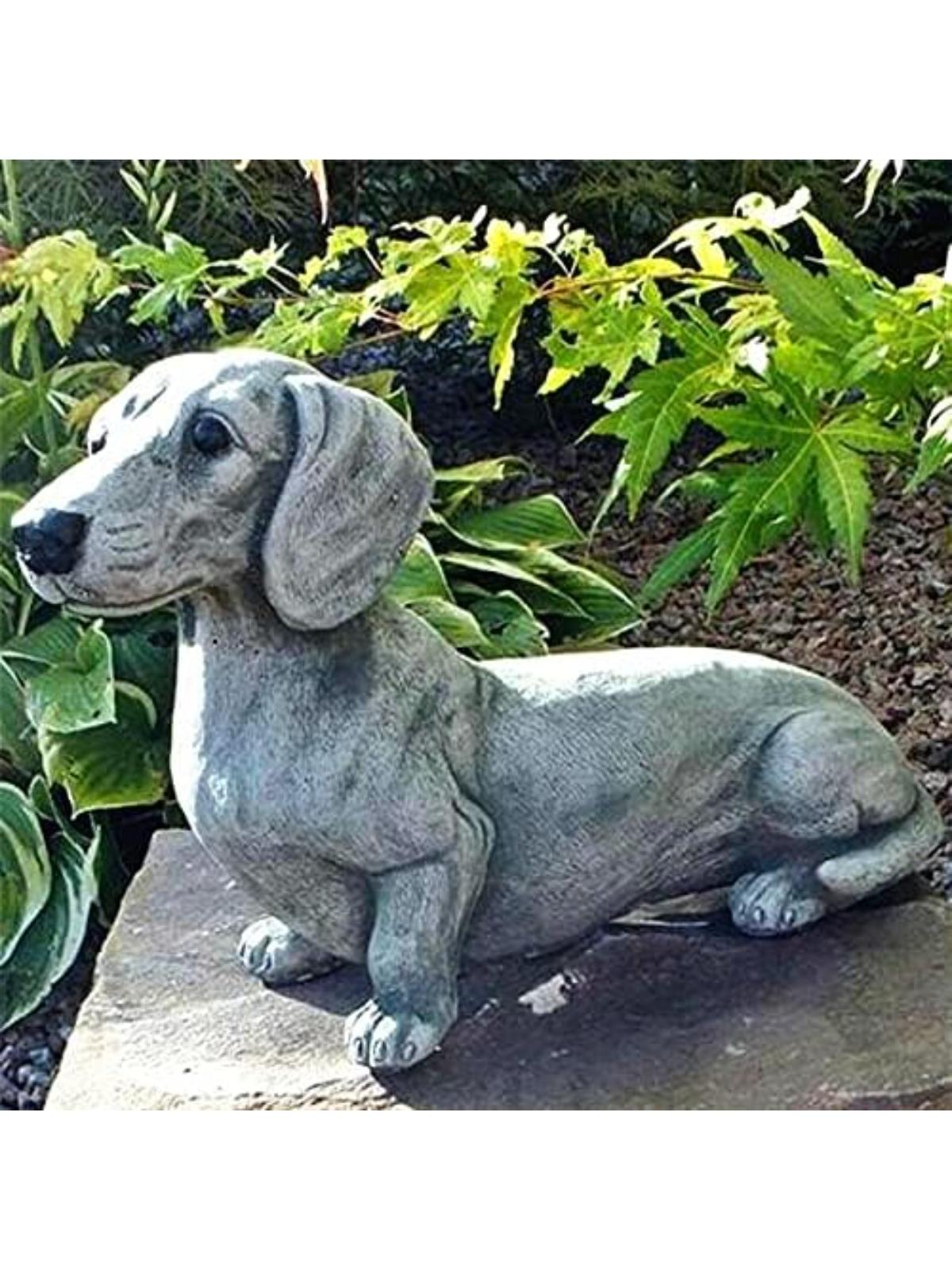 Resin Dog Dachshund Sculpture Garden Ornament Outdoor Animal Statue,French Bulldog Statue Garden Decor Yard Lawn Resin Dog Sculpture