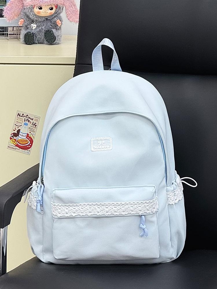 Schoolbag1011 junior high school girls lace large capacity high school backpack travel simple schoolbag lightweight backpack