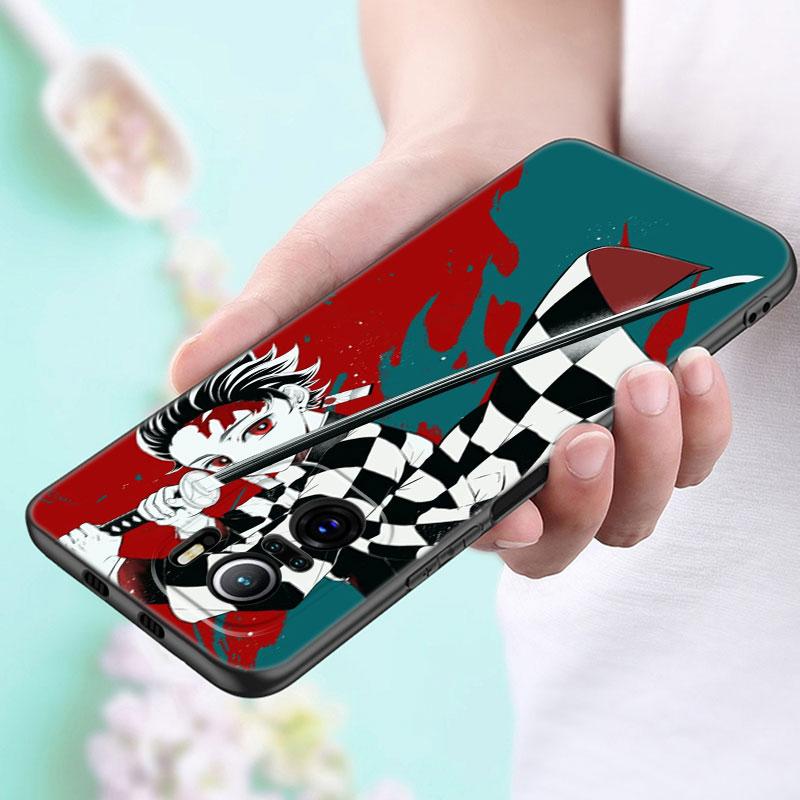 Etui na telefon Anime Demon Slayer dla Xiaomi POCO F2 F3 M2 M3 M4 X3 X4 Pro NFC F4 GT 5G F1 X2 C3 C31 C40 M5S Miękkie TPU Czarny Pokrowiec