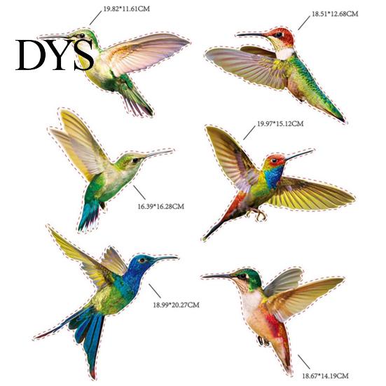 Anti-collision 6Pcs Hummingbird Stickers Environmentally Friendly PVC Sticker Decoration Animal Window for Living Room Glass