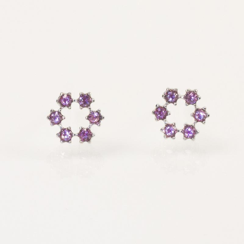 

S925 Silver Needle Schoolgirl Pink Diamond Flower Trendy Simple Versatile Small Design Ins Wind Earrings Earrings срібний
