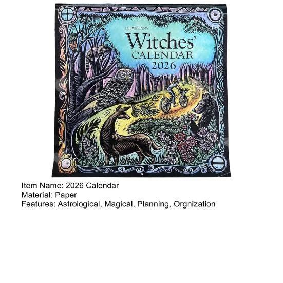 2026 Witches' Calendar Year of The Witch Monthly Planner Magical Wisdom Astrological Data Almanacs Datebook