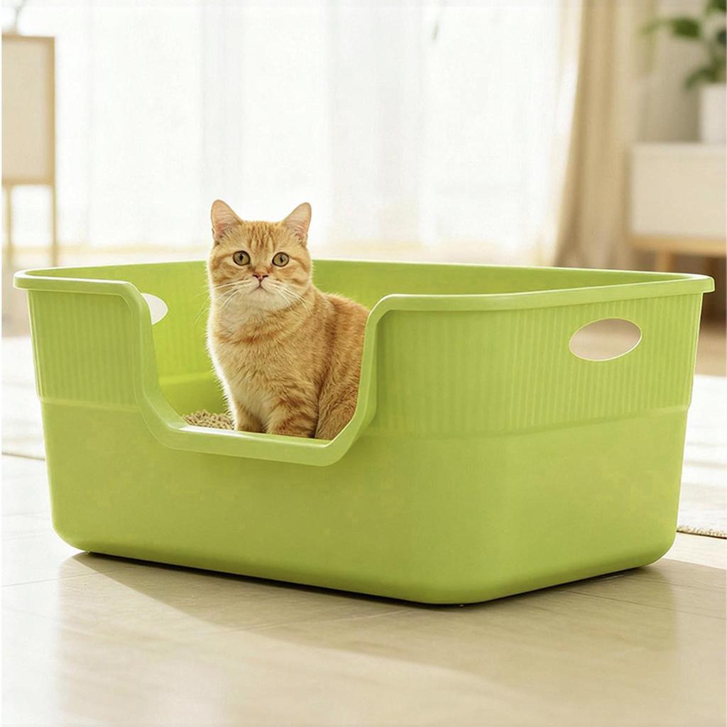 Extra Large Semi-Enclosed Odor-Control Cat Litter Box with Anti-Splash Design