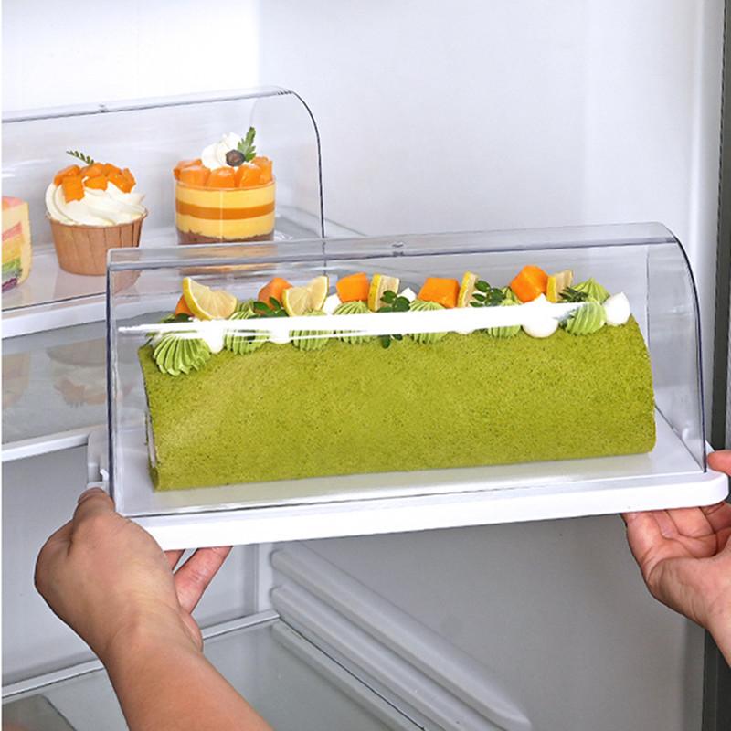 Transparent Food Grade Cake Roll Display Box Dessert Fresh-keeping Storage Box Bread Packaging Boxes Refrigerated Household