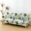 LANMOLIFE Armless Futon Sofa Cover Printed Elastic Sofa Covers Removable Cleaning Spandex Sofa Covers Suitable For Home Decor