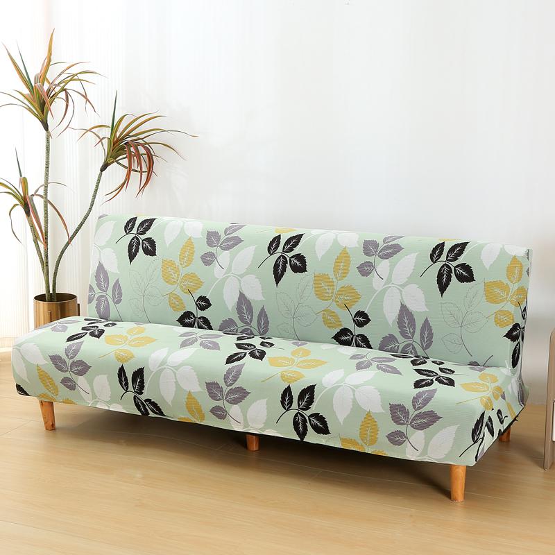 LANMOLIFE Armless Futon Sofa Cover Printed Elastic Sofa Covers Removable Cleaning Spandex Sofa Covers Suitable For Home Decor