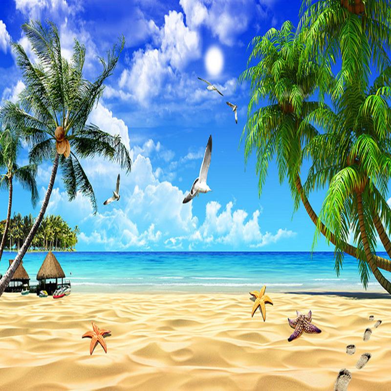 3D veggmaleri Tapet Moderne Strand Strand Landskap Foto Veggmalerier Stue TV Sofa Bakteppe Veggmaleri Hjemmeinnredning