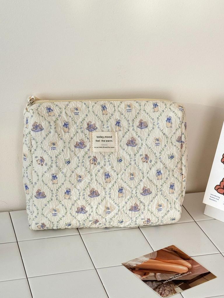 Cute cartoon print storage bag, toiletry bag, lace purple rabbit makeup bag, high aesthetic value, fresh and trendy ins style