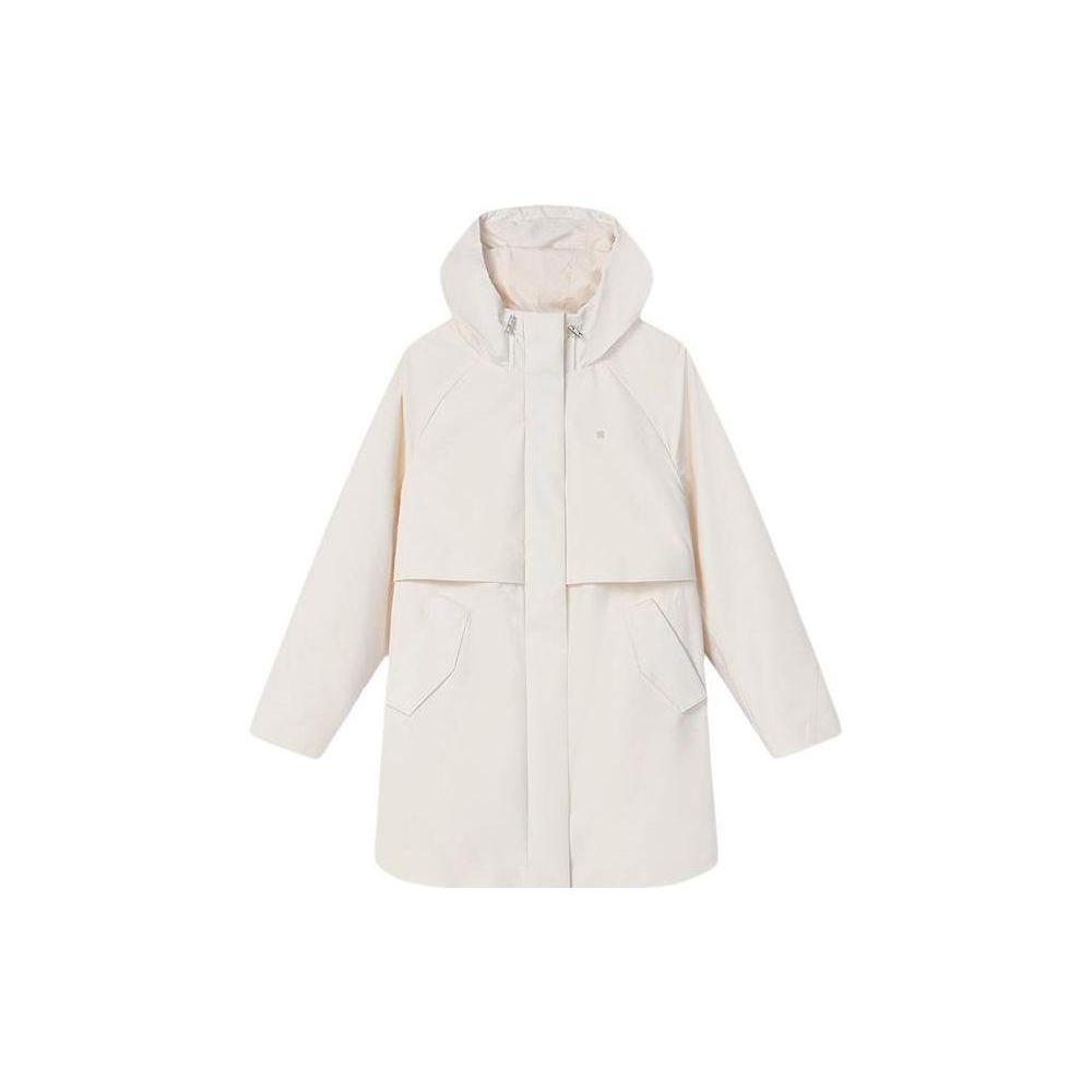 Fila Solid Color Zipper Hooded Reversible Long Sleeve Cotton Jacket Women Jackets Mist-Lotus-White F11W414904F-IV