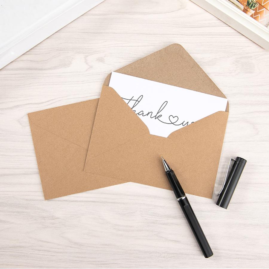 100pcs 7x10cm Bulk Kraft Paper Envelopes - Ideal for Wedding Invitations, Love Letters, Gift Cards & Office Mailing