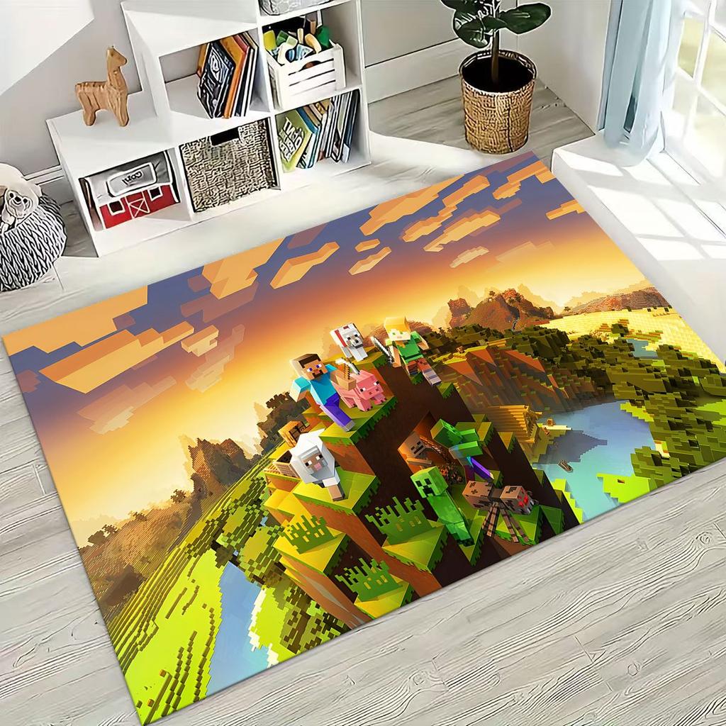 Cartoon S-Sandboxs 3D Game Carpet Rug for Bedroom Living Room Sofa Home Doormat Decor,Large Kids Play Non-slip Floor Mat Gift