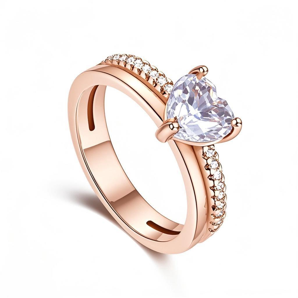

18K Rose Gold Plated 925 Originales Silver SilverLock To Love Heart Stone Wedding Luxury Ring Set for Woman Jewelry Party Gift 9