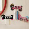 Toothbrush Holder, Wall-Mounted Cat Shape, with 3 Slots No-Drill Installation Organizer, Strong Adhesive Storage Rack for Bathroom