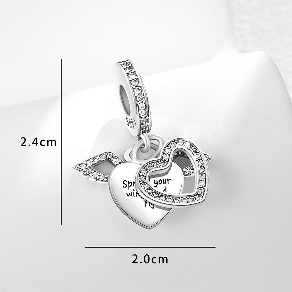 925 Silver Pink Heart Charm Pendant For Women Jewelry Making Luxury Gift Fit Bracelet Necklace Party