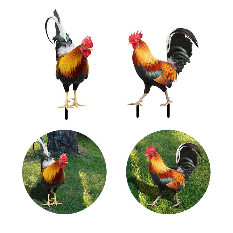 1PC Garden Chicken Outdoor Decoration Rooster Statue Chicken Sculpture Weatherproof Yard Decor