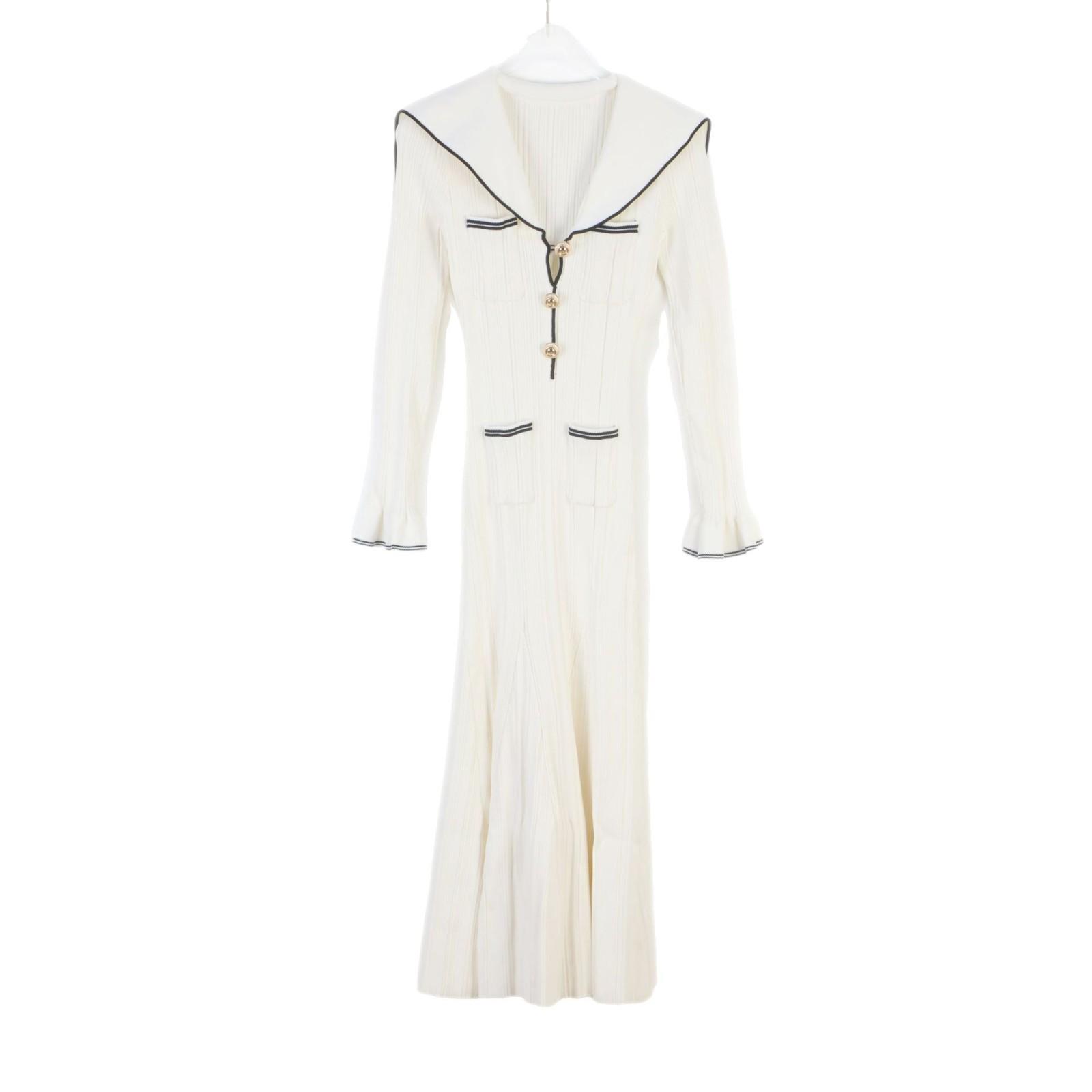 

Европейское и американское женское трикотажное платье-годе с длинным рукавом и французским V-образным вырезом и матросским воротником на весну/лето S