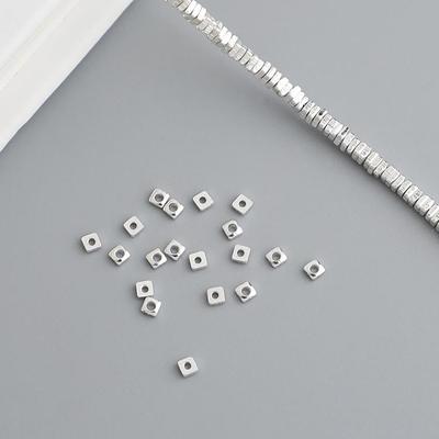 S925 Sterling Hõbe Väikesed Vahepärlid DIY Käsitsi Valmistatud Ehtete jaoks – Ruudukujulised Lahtised Helmed Käevõrudele ja Kaelakeedele