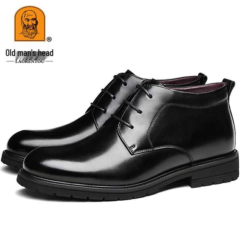 Men s Fleece-Lined Genuine Leather Winter Shoes, Top Layer Cowhide, Cotton-Lined, Warm Business Casual Footwear. 43 черного бархата