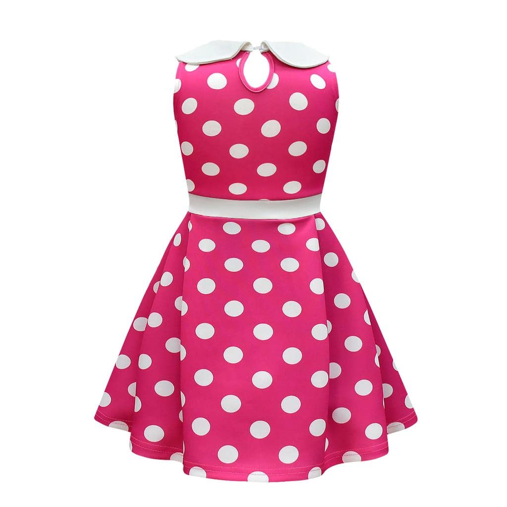 Baby Girls Polka Dot Fancy Dress Halloween Costume Birthday Party Outfit with Mouse Ears Hair Hoop Hot Pink Age [Dressy Daisy] 3-4