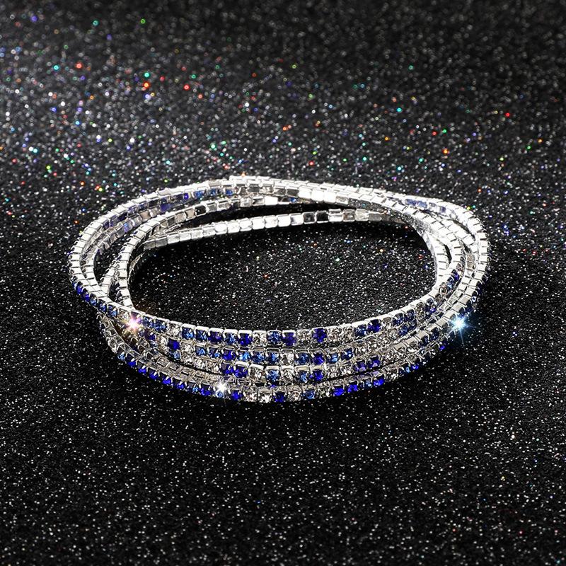 Diamond Elastic Bracelet 2mm Single Row Color Rhinestone Bracelet Women's Bracelet Women's Grab Chain Full Diamond Jewelry