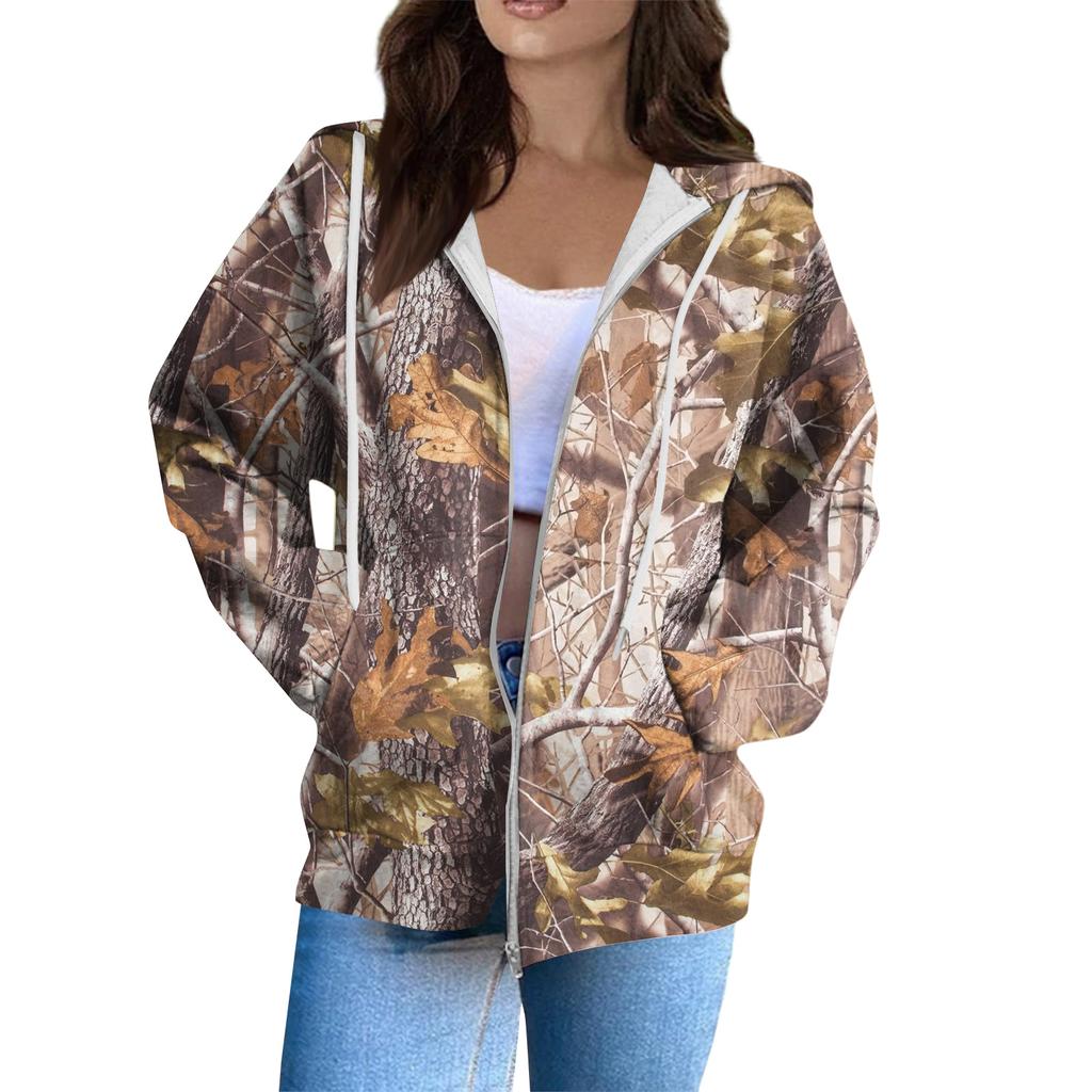 Women's Fashion Casual Halloween Printed Sweatshirt Long Sleeve With Pocket Cardigan Jacket Zipper Hoodie Coat