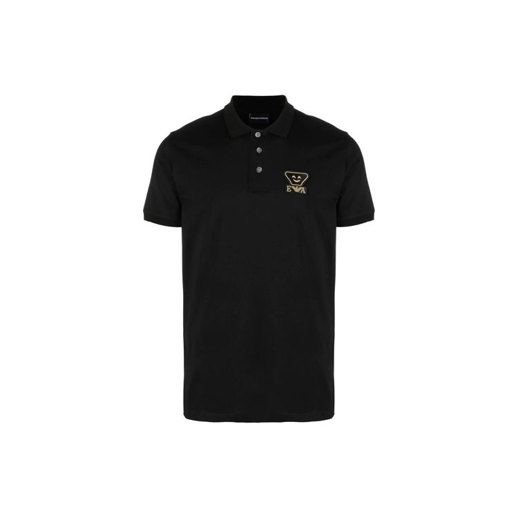 Emporio Armani Ss21 Logo Loose Fit Button Short Sleeve Polo Shirt Men tops Black 3K1FCQ-1JTUZ-0999 M