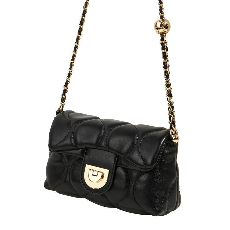 Fashion Trend New Women'S Bag Versatile Solid Color Rhombus Small Square Bag Small Gold Ball Chain Underarm Bag One Shoulder Crossbody Bag