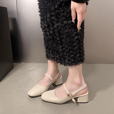 Fashion Summer Mary Jane Sandals Women's Thick Heel Shoes One Button Baotou Single Shoe Elegant Comfortable Ladies Sandals Zapatos Mujer