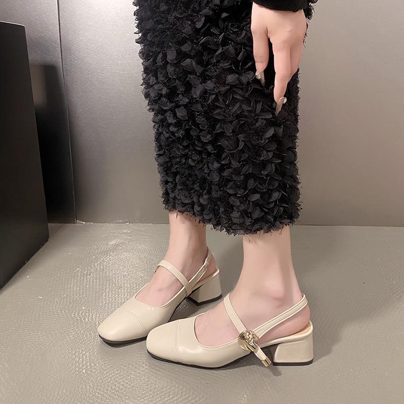 

Модные летние туфли Мэри Джейн на толстом каблуке, женские туфли с одним ремешком, туфли-лодочки с закрытым носком, элегантные удобные женские сандалии, zapatos mujer 35 бежевый