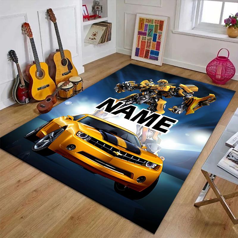 Custom Bumblebee Mat Personalized Name, Polyester Washable Indoor Entryway Rug, Gift for Christmas, Easter, Thanksgiving Day