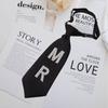 Fashion Casual Letter Embellished Polyester Tie For Adults With Adjustable Arrow Style For College Attire
