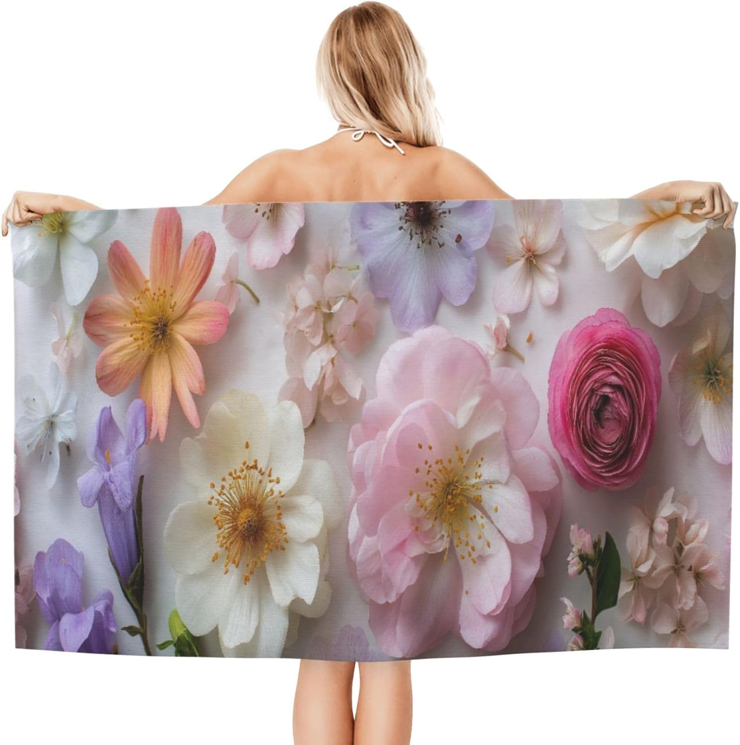 

Artistic 3D Butterfly Floral Beach Towel, Summer Flower Pattern Quick Dry Absorbent, Large Sand Free Travel Pool Essentials W40*H60(CM)
