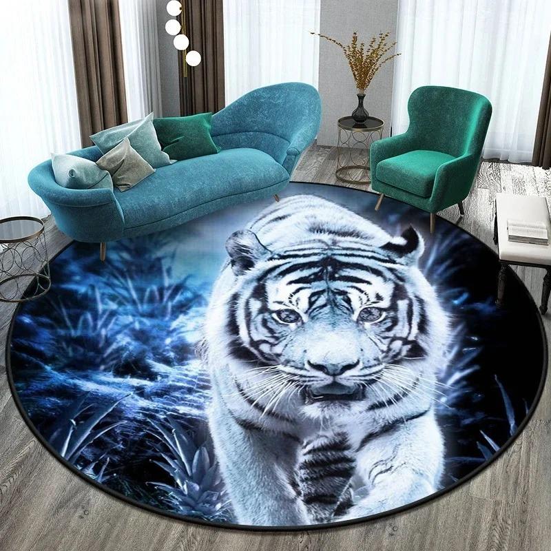 Various Tiger Round Carpet Floor Mat Living Room Rug Prayer Mat Area Rug Children's Decoration Gift Bathroom Floor Home Decor