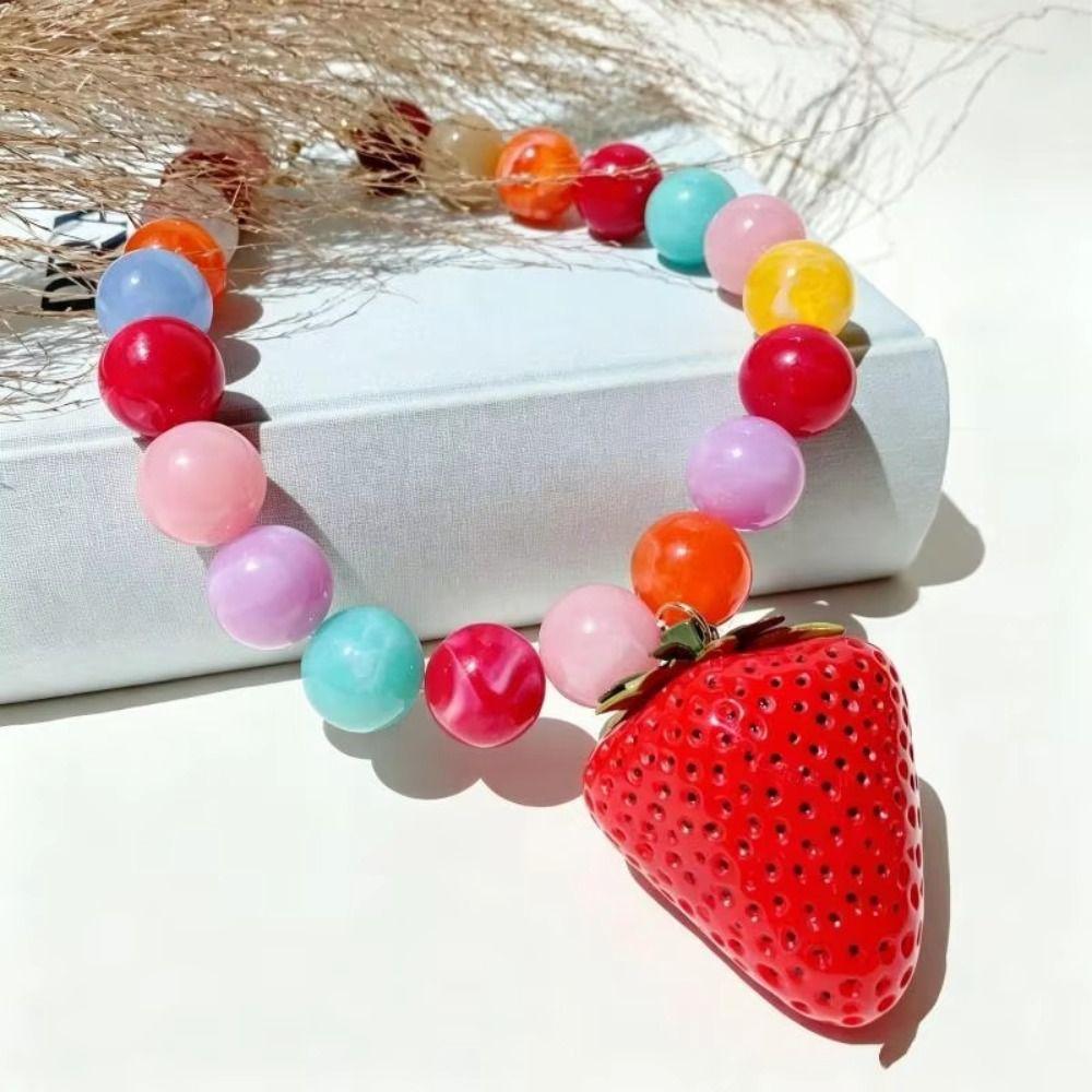 Layered Multi Layer Choker Colorful Beads Beaded Clavicle Chain Simple Beads Fruit Necklace Gift